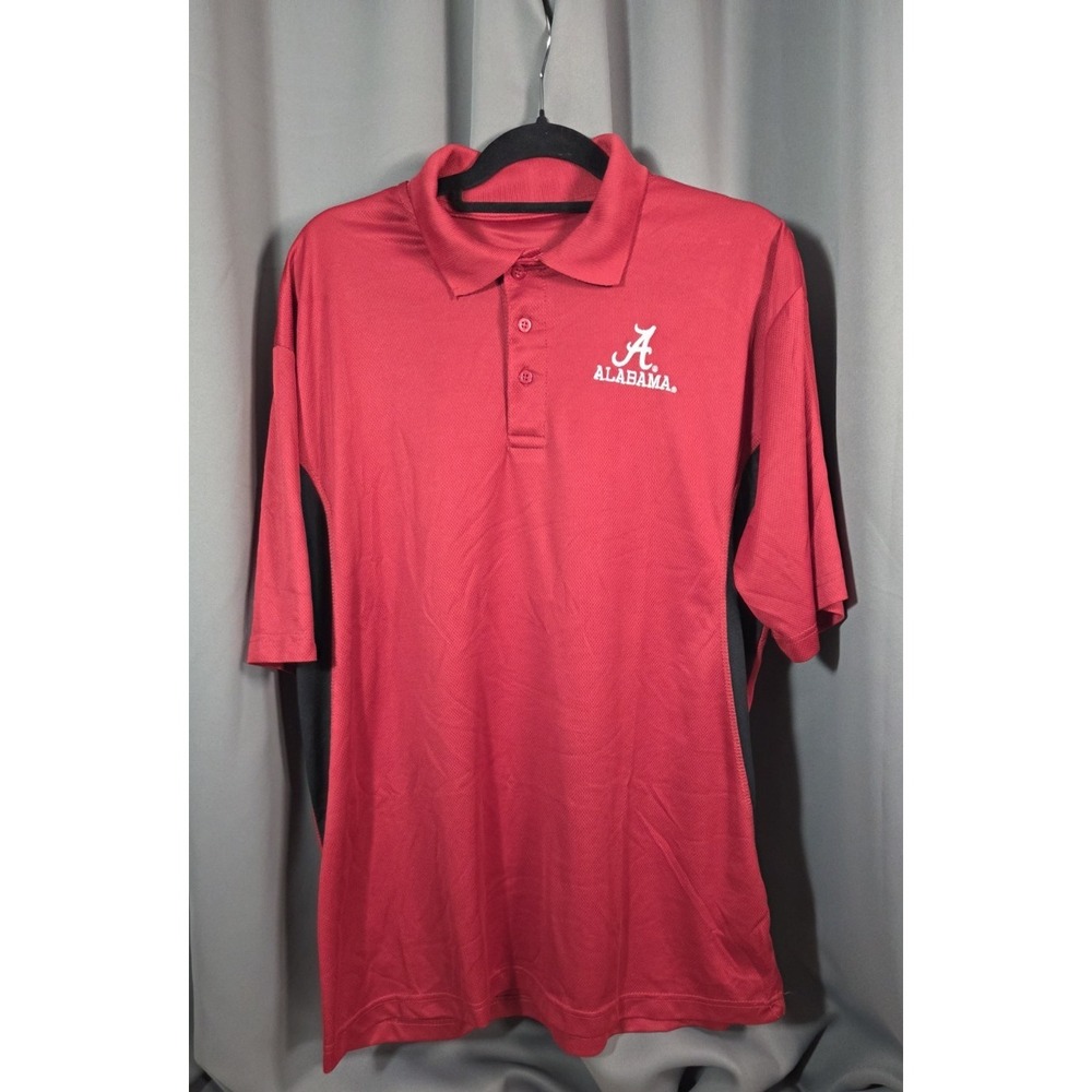 Alabama Crimson Tide Logo Red Black Sides Golf Polo Shirt XL College Ball